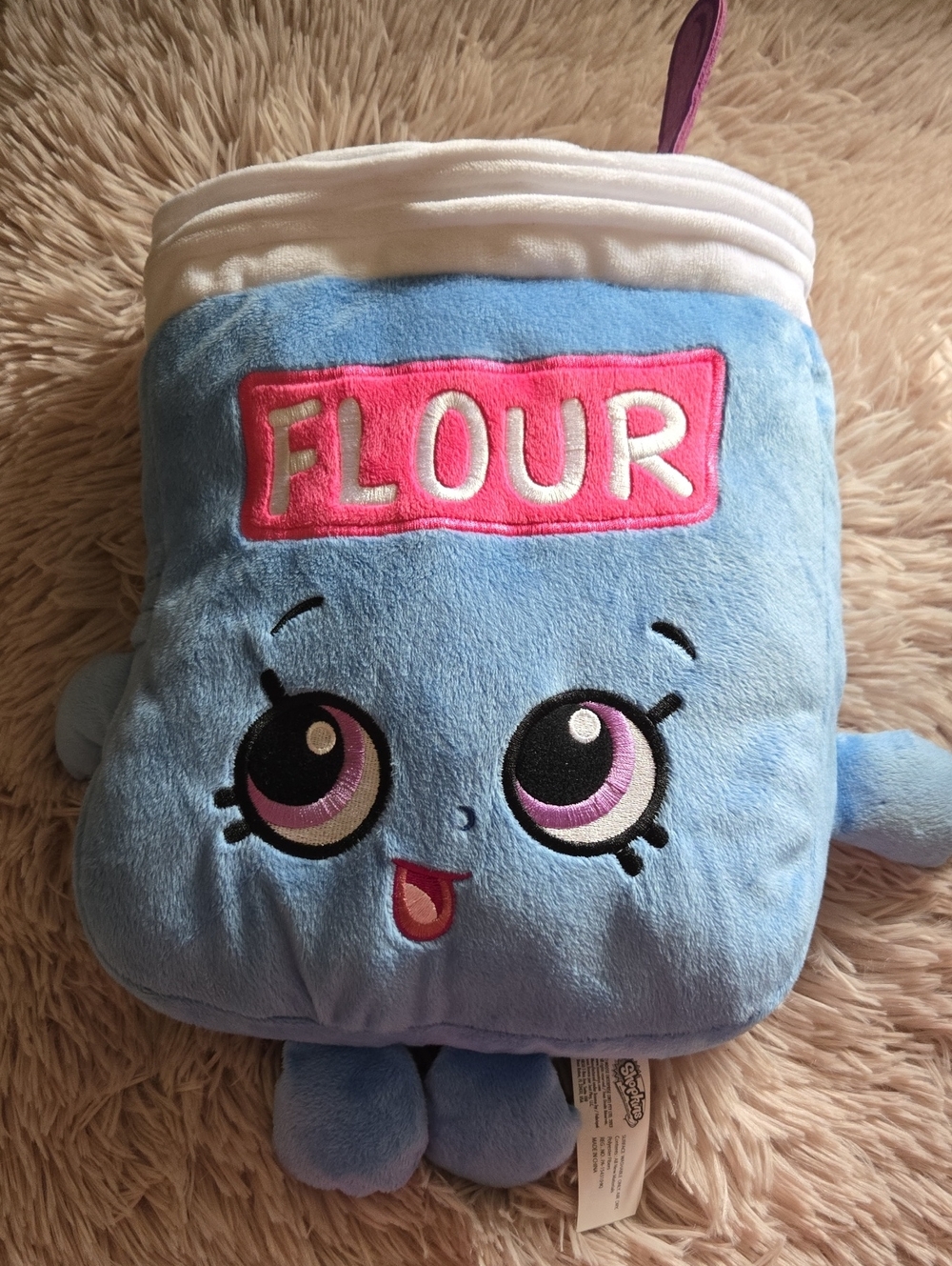 Shopkins Plush Flour Character in Light Blue with Pink Label